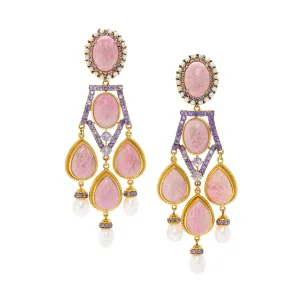 18k Gold Vermeil Petalite Chandelier Earrings: The Adele