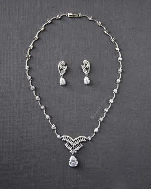 Art Deco CZ Wedding Necklace Set