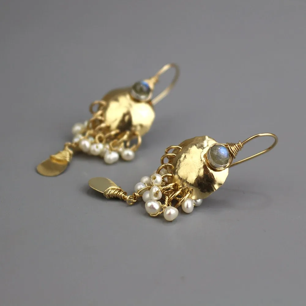 Labradorite Pearl Happiness Earrings