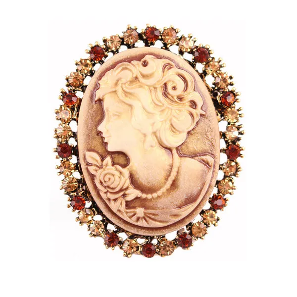 Retro Rhinestone Beauty Head Brooch 復古水鑽美人頭像胸針 KCHM1167