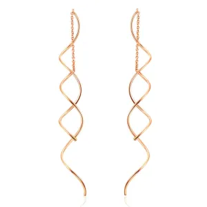 Top Quality Simple Spiral Ear Line White & Rose Gold Plated Fashion Earrings Jewelry