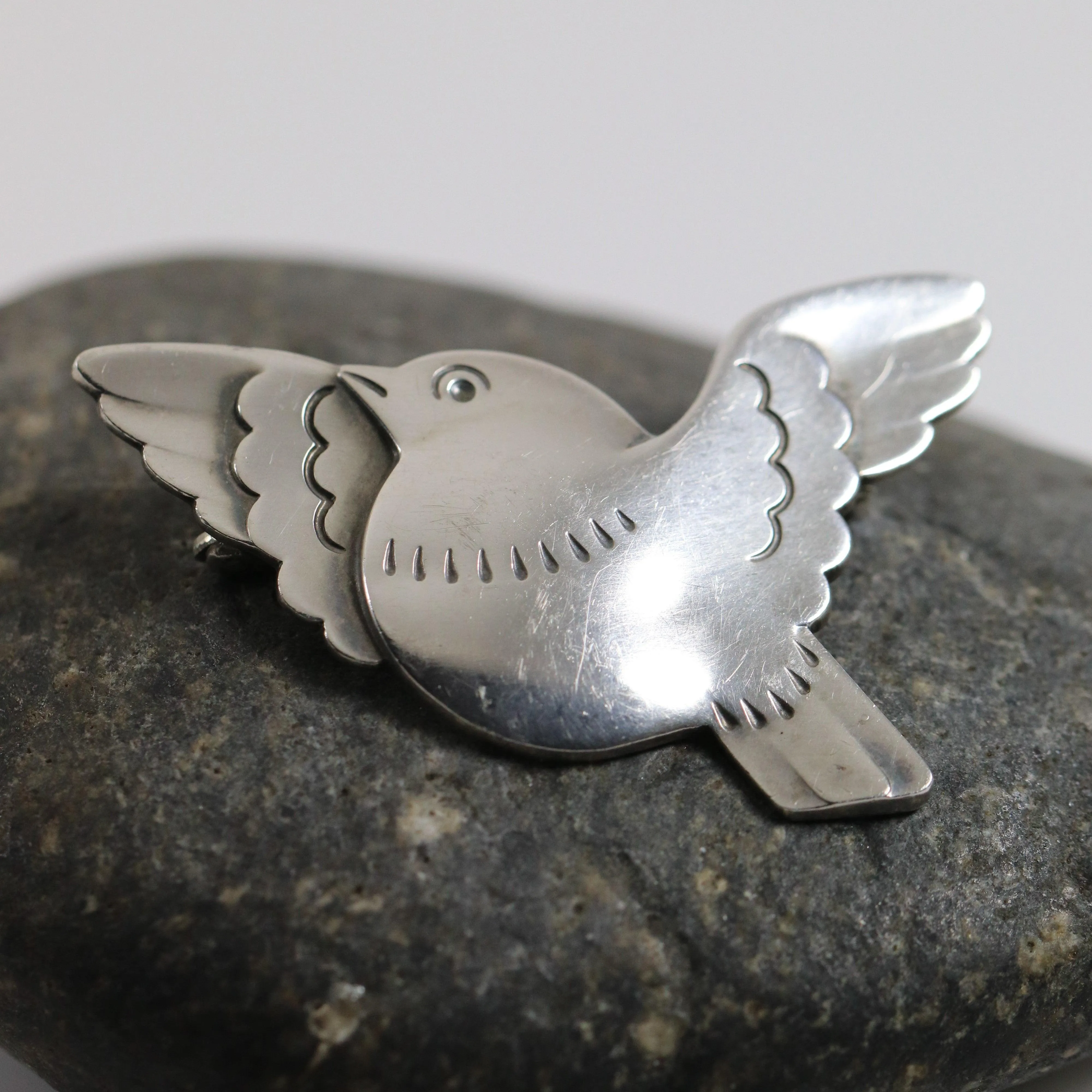 Vintage Georg Jensen Jewelry | Flying Chubby Bird Brooch 320